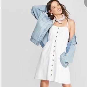 Women's Button Front Strappy Dress Sundress